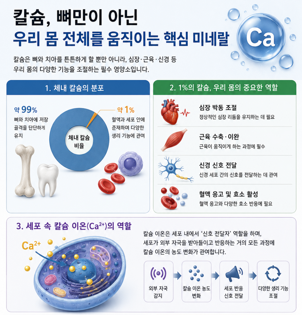 뼈 건강 및 체내 필수 미네랄 칼슘의 역할과 중요성